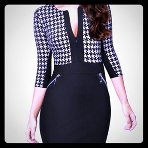 Houndstooth BodyCon Dress